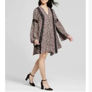 Knox Boho Tunic Rose Black and Red Floral Top